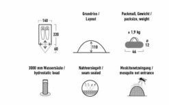 High Peak Kingfisher 2 Leichtgewichtiges Kuppelzelt 220 X 140 Cm -Freien Camping Geschäft 809855 5283224